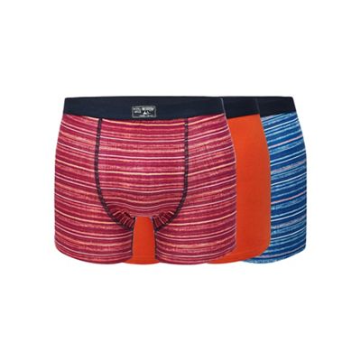 Pack of three assorted patterned hipster trunks